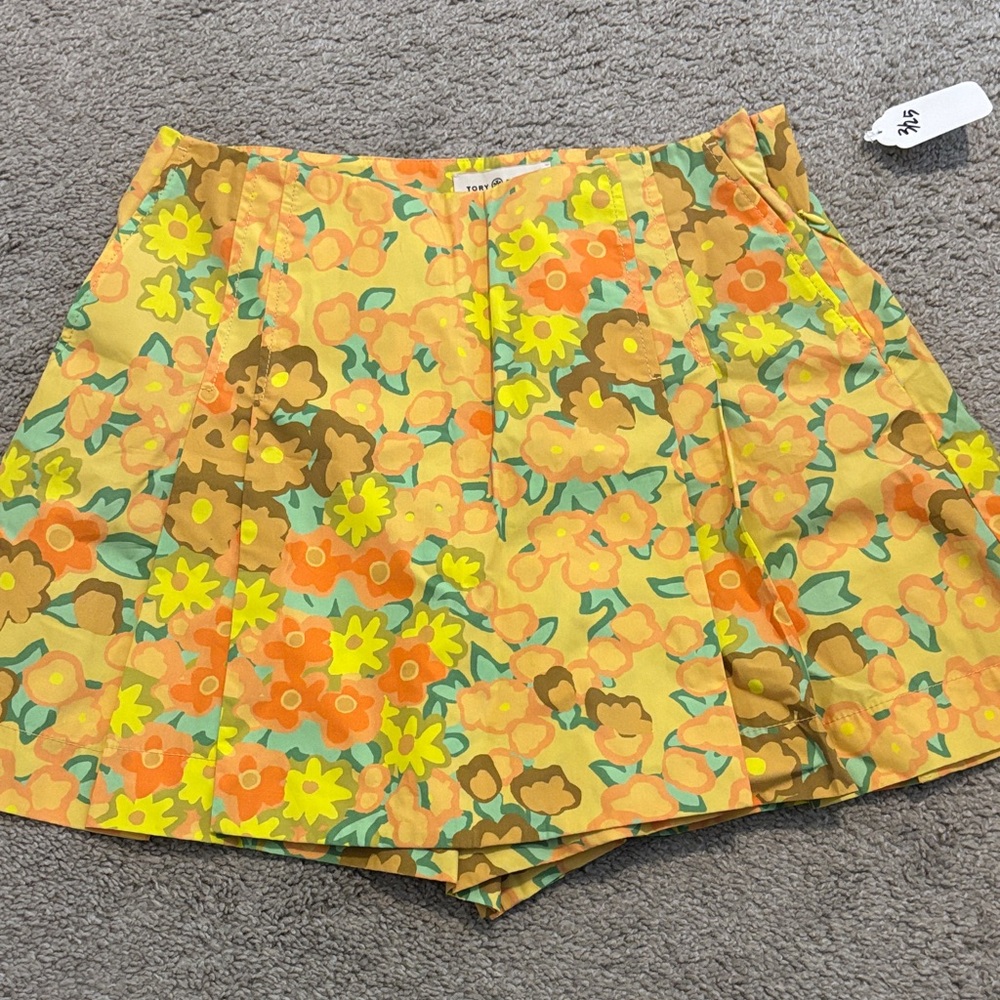 Tory Burch Yellow and Orange Floral Skorts